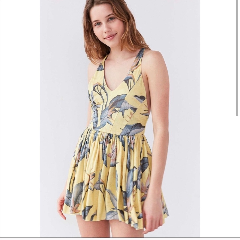 Urban outfitters yellow floral romper